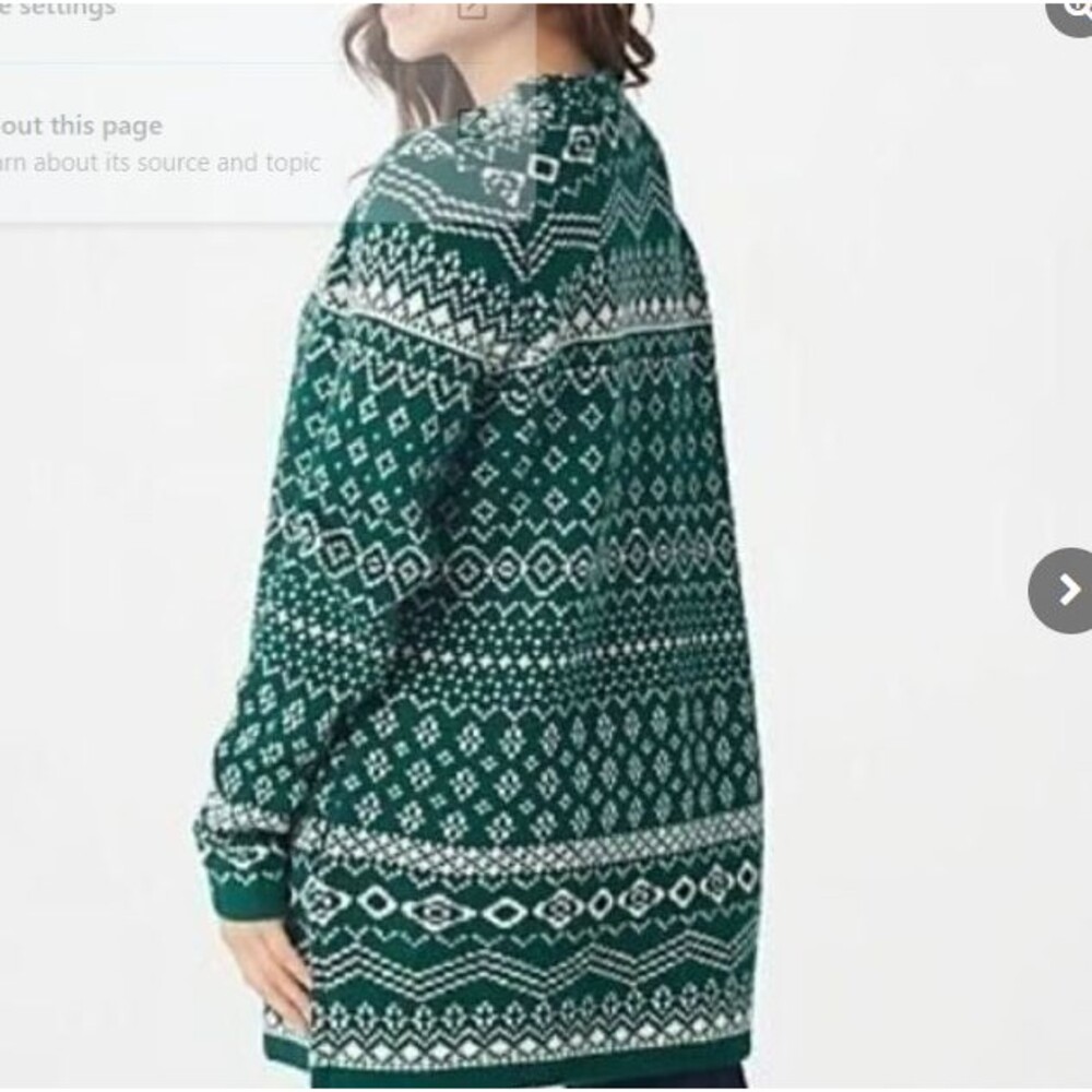 Denim & Co. Green Jacquard Open-Front Cardigan NEW-A373183 Size Large